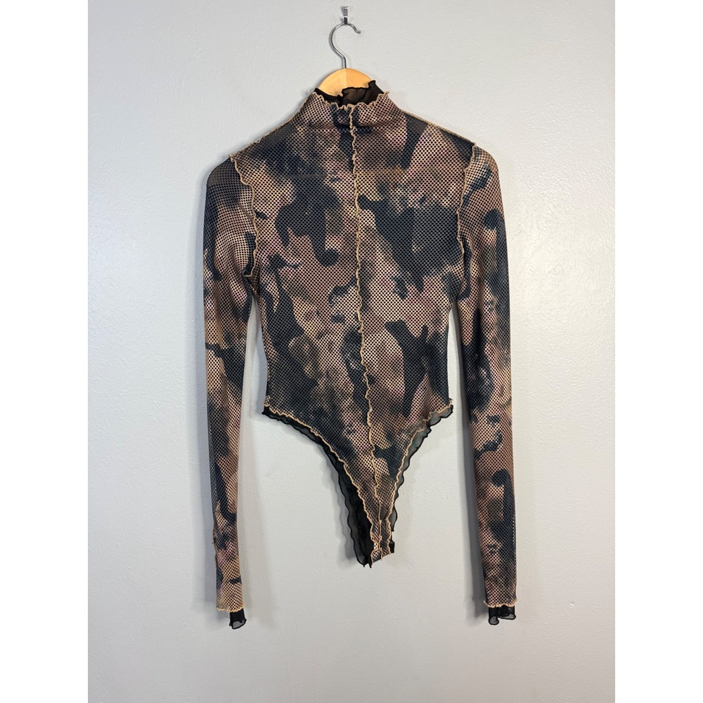 I.AM.GIA Delara  Mesh Camo‎  Mock Neck Bodysuit Small